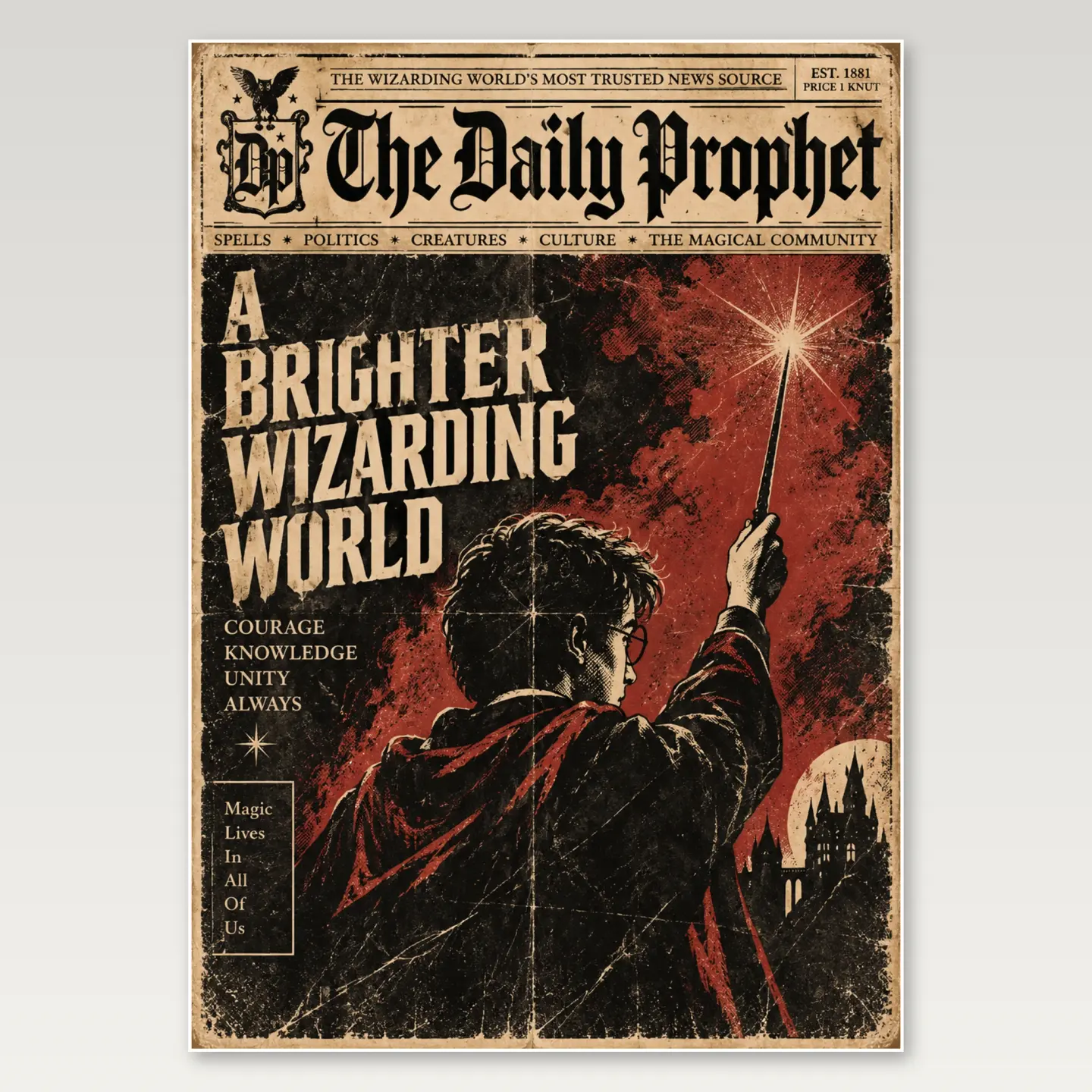 Wizard Newspaper A4 Poster mockup