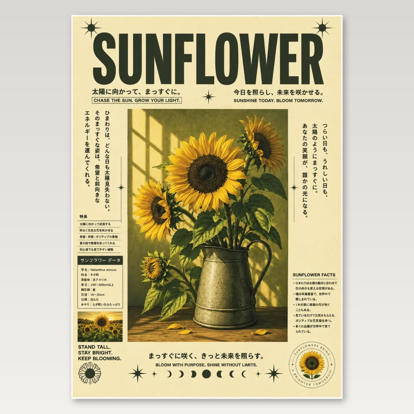 Sunflower Vintage A4 Poster mockup