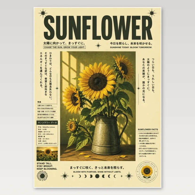 Sunflower Vintage A4 Poster
