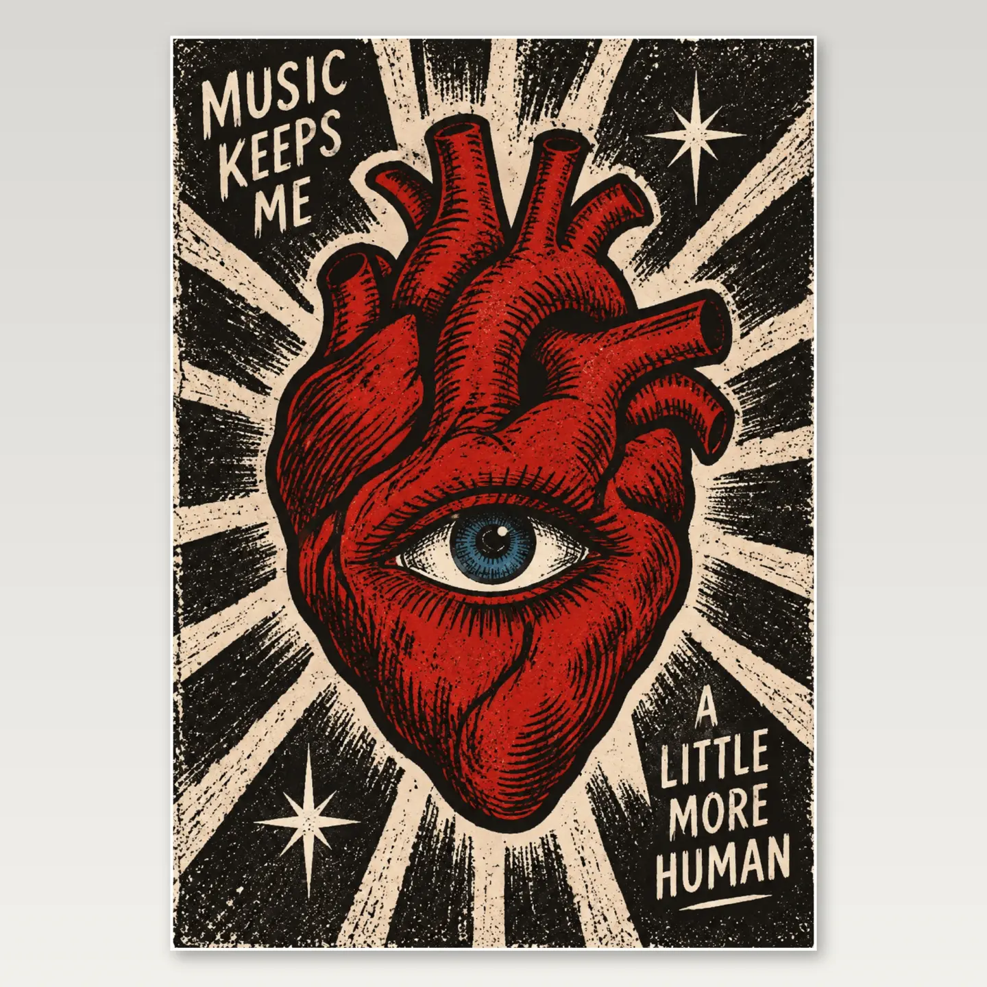 Red Heart Eye Illustration A4 Poster mockup