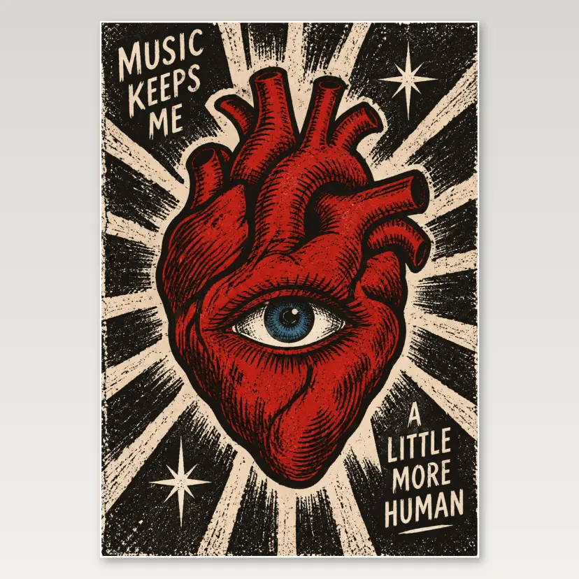 Red Heart Eye Illustration A4 Poster