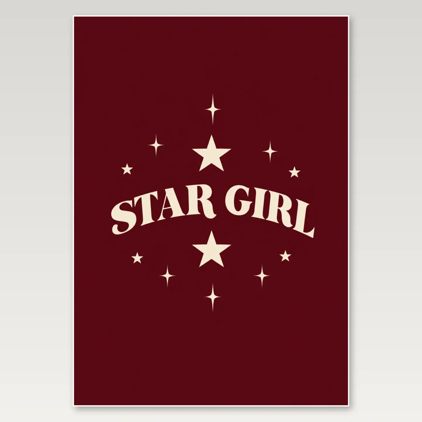 Star Girl Burgundy A4 Poster mockup