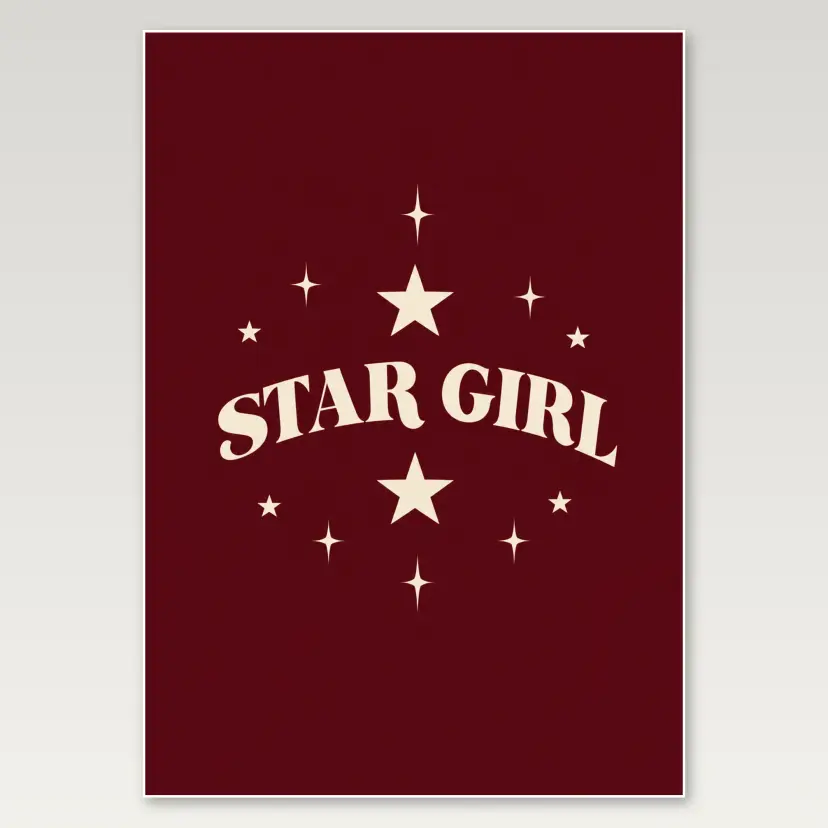 Star Girl Burgundy A4 Poster