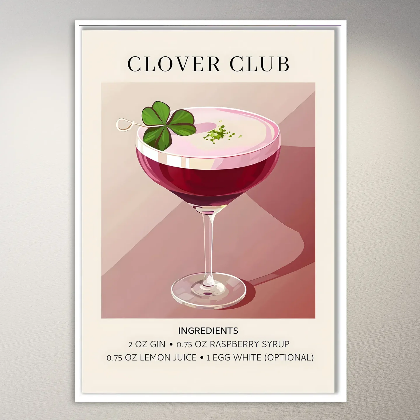 Clover Club Cocktail Ingredients Poster
