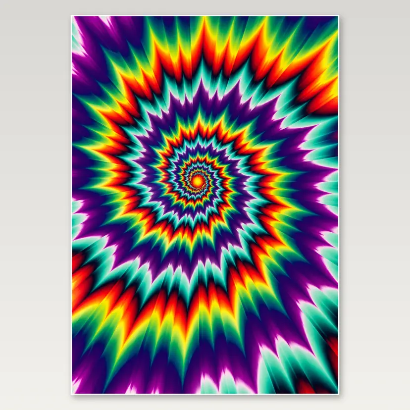 Rainbow Jagged Starburst A4 Poster