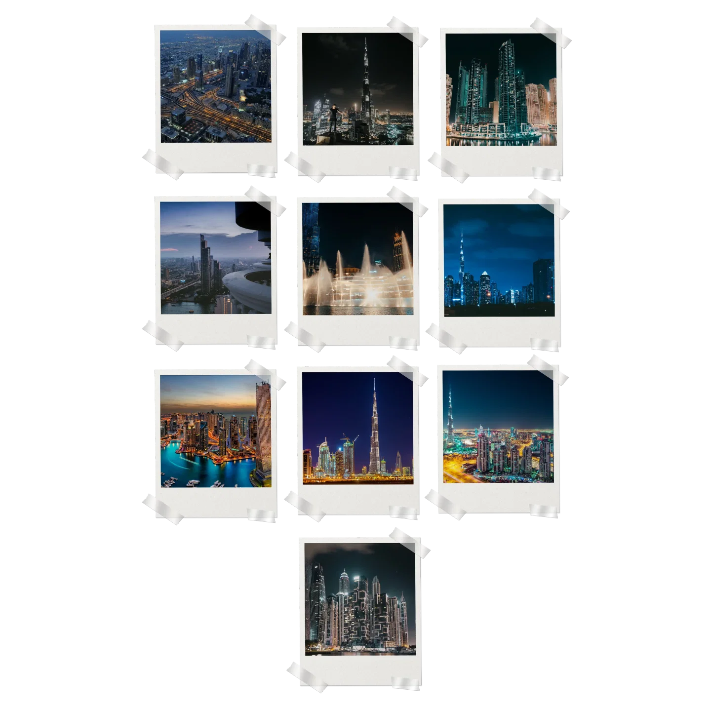 Dubai Skyline Prints Set of 10