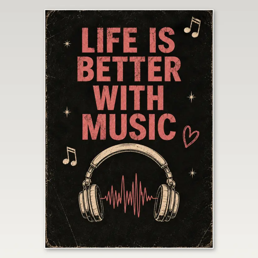 Life Is Better With Music A4 Poster