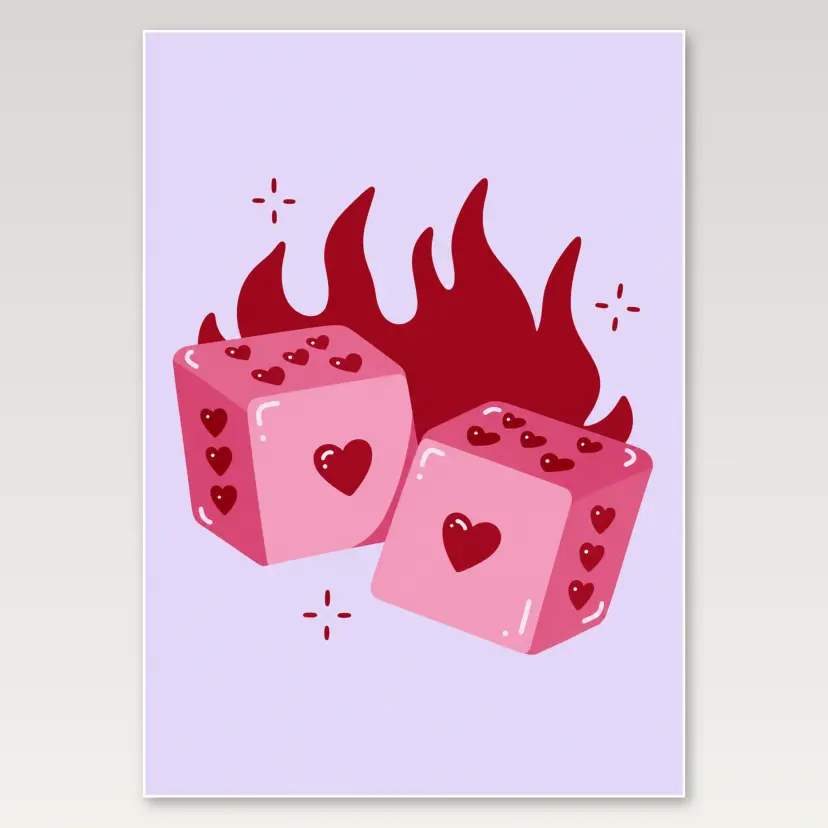 Flaming Love Letters A4 Poster