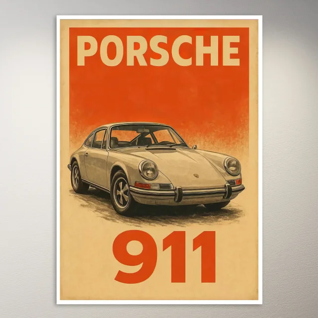 Porsche 911 Vintage Car Poster