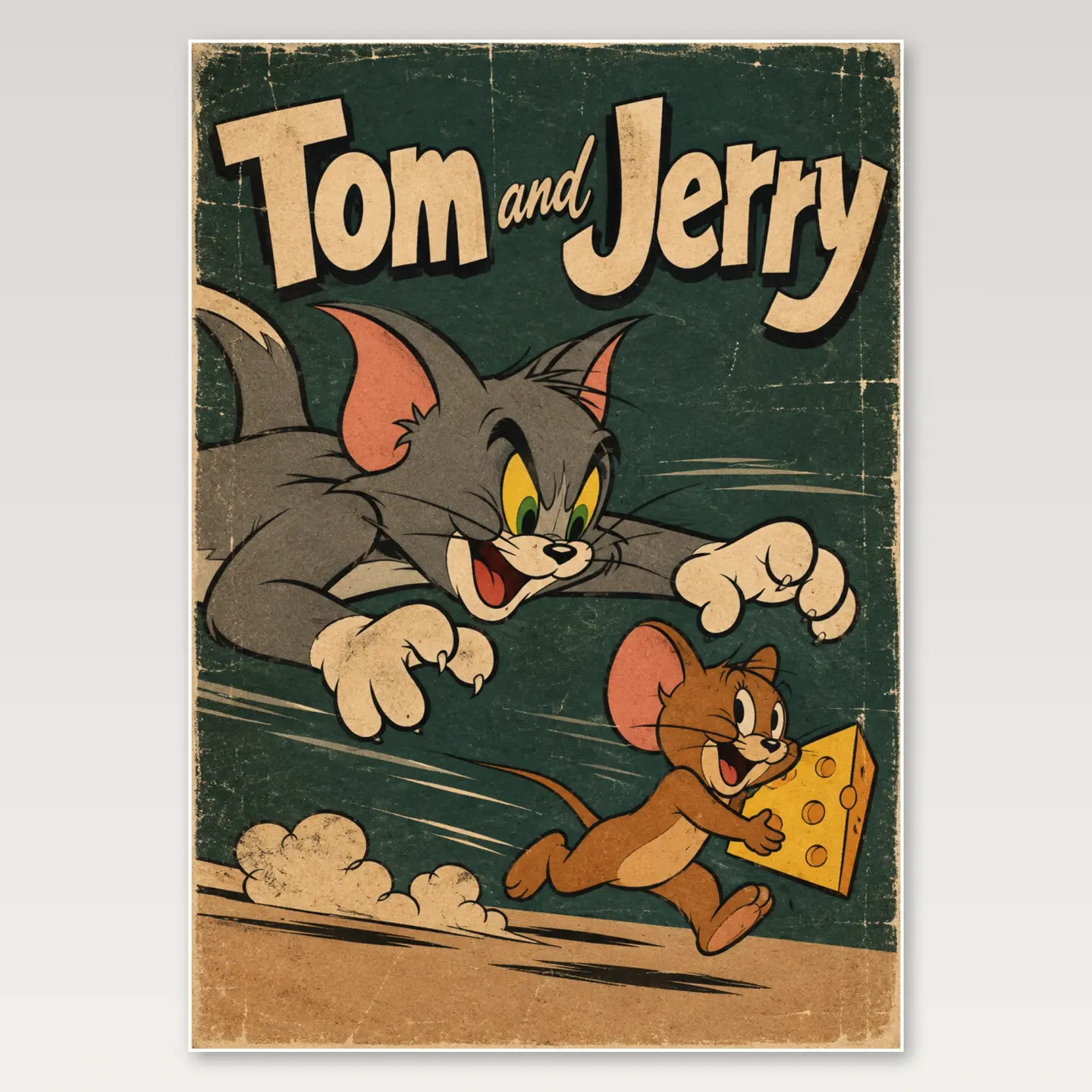 Tom and Jerry Vintage Cartoon A4 Poster mockup