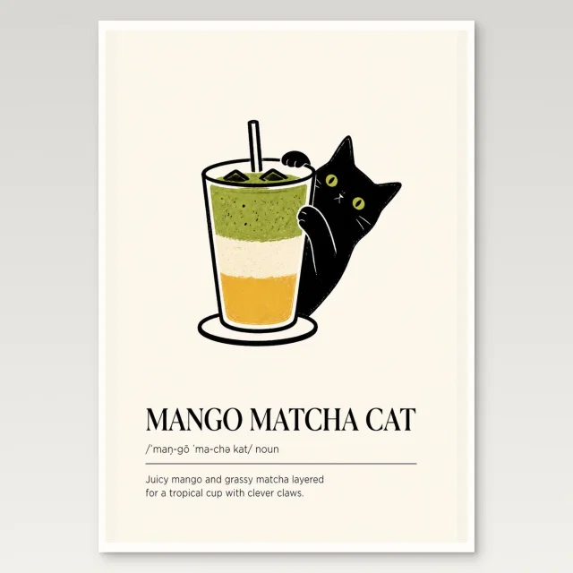 Mango Matcha Cat Poster
