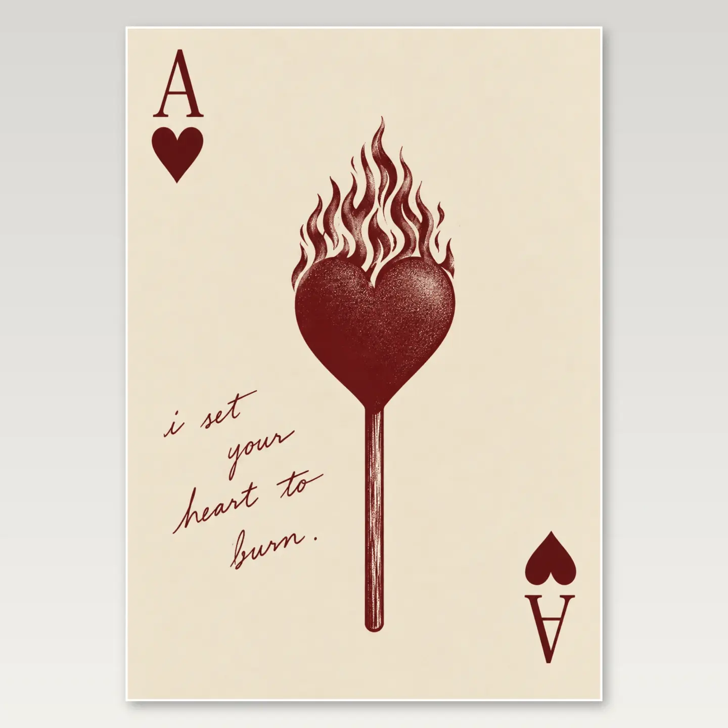 Burning Heart Playing Card A4 Poster mockup