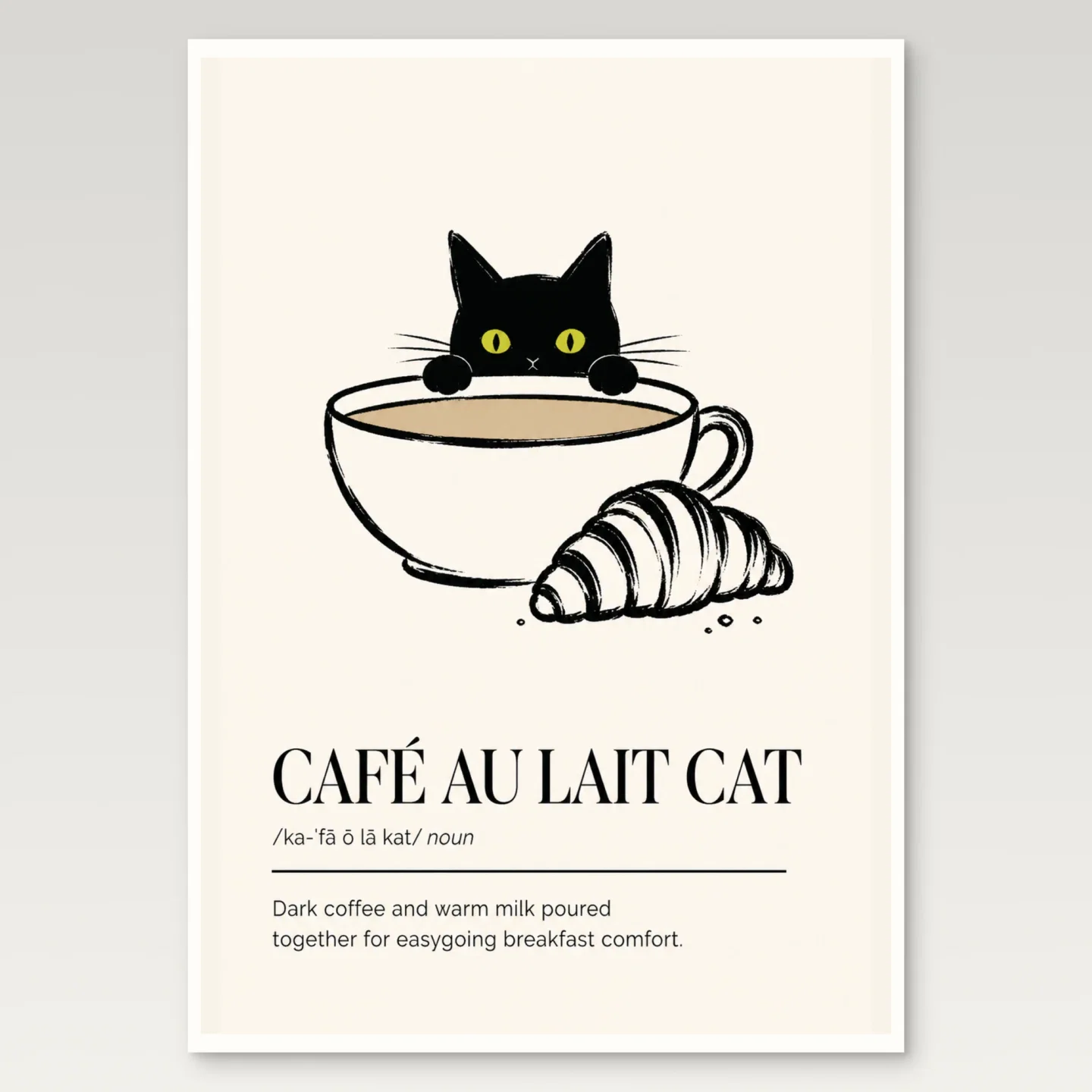 Cafe au Lait Cat Poster mockup