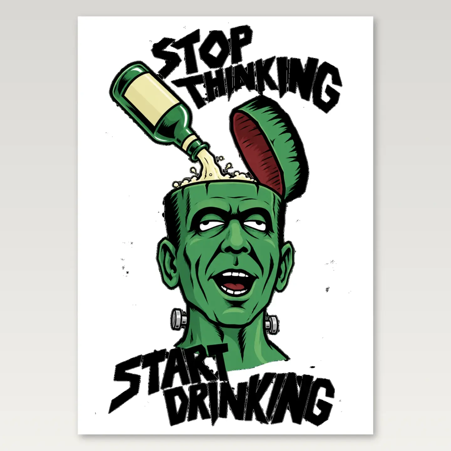 Stop Thinking Start Drinking A4 Poster mockup