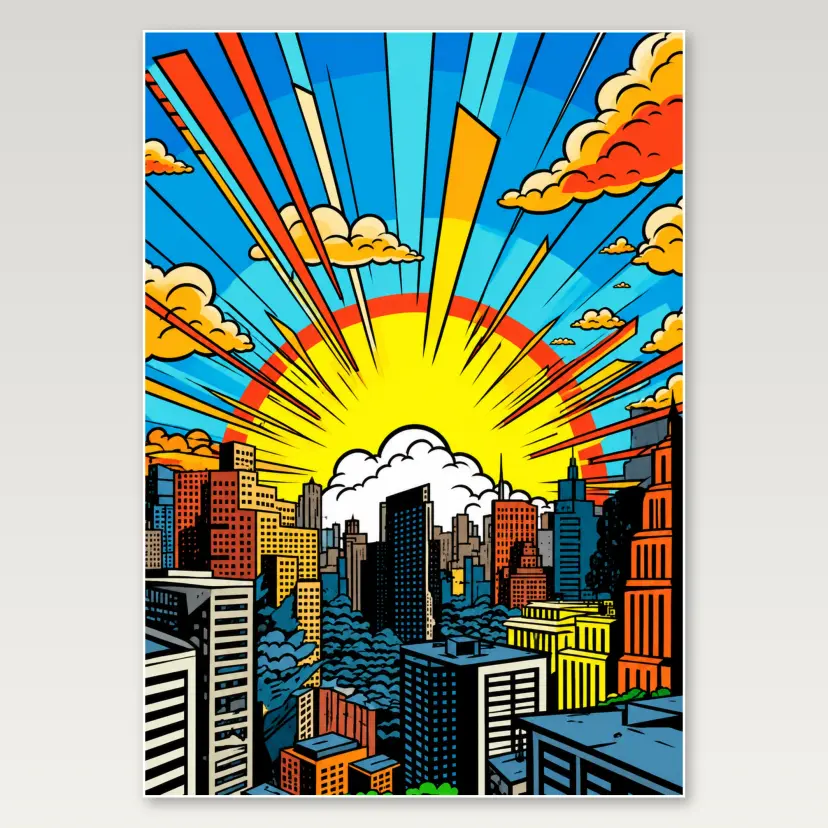 Comic City Sunrise A4 Poster