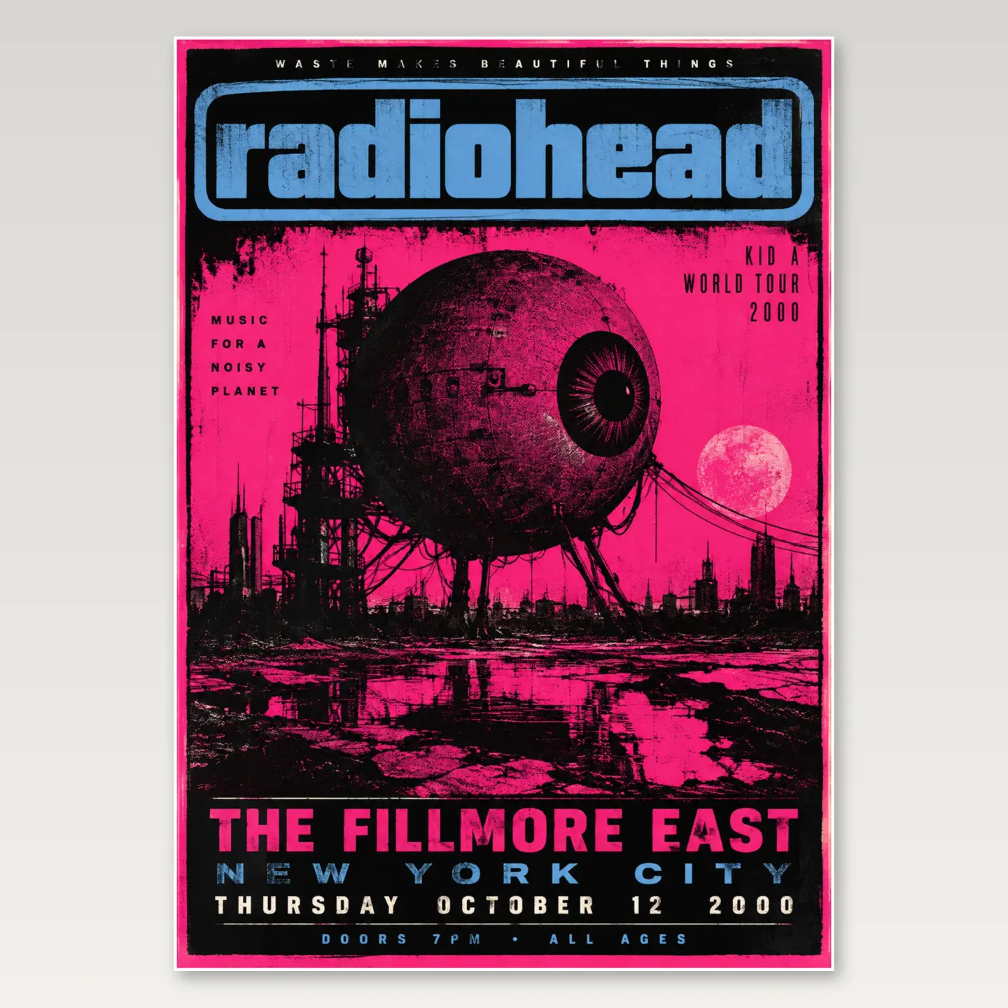Radiohead Pink Web A4 Poster mockup