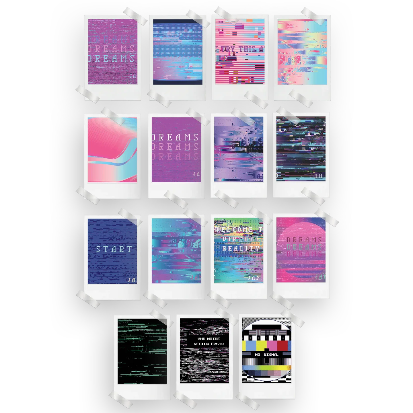 VHS Aesthetic Prints Set of 15