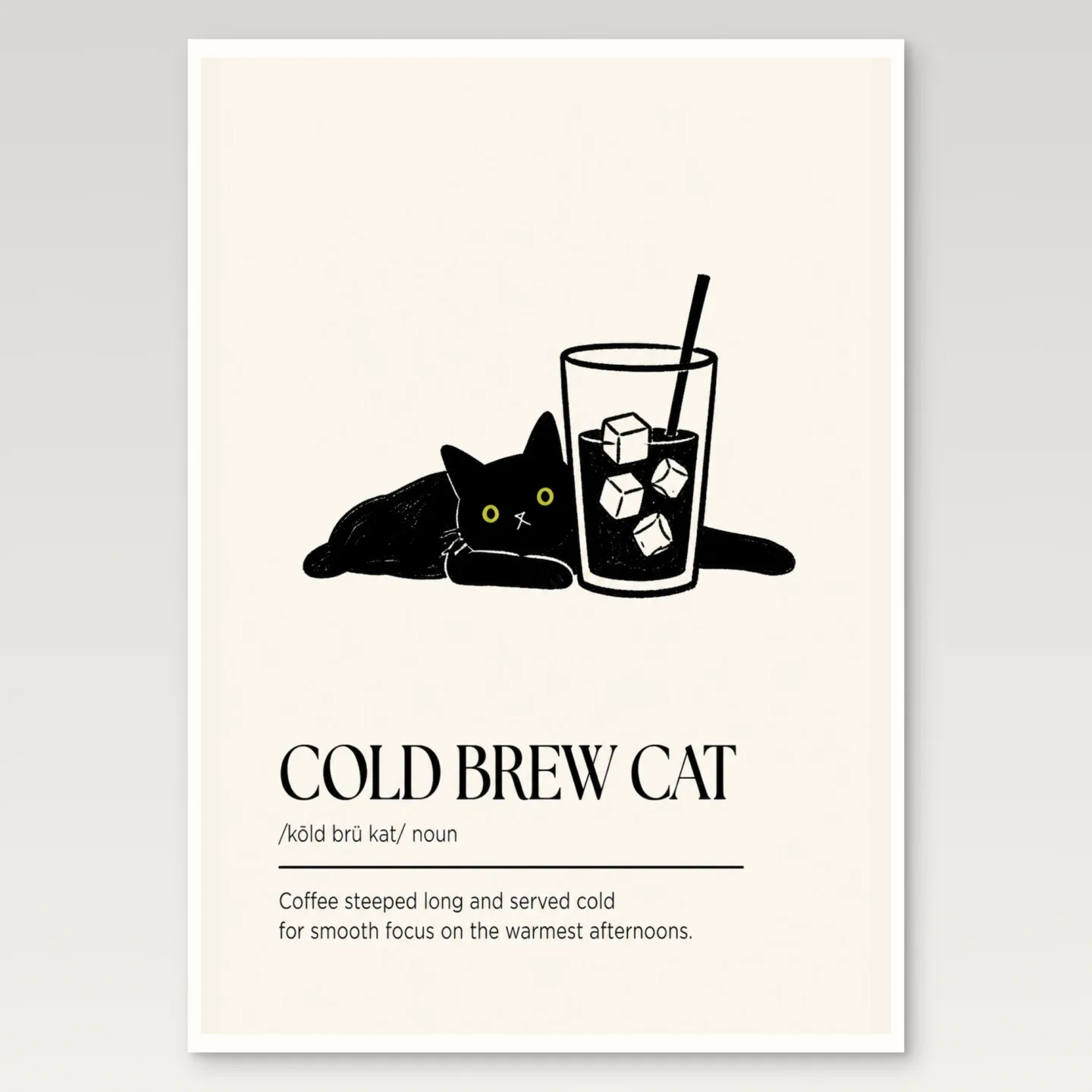 Cold Brew Cat Poster mockup