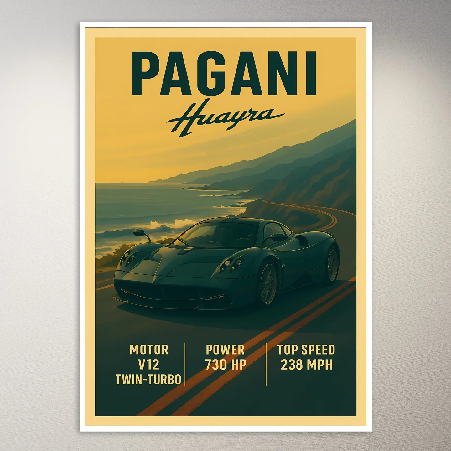 Pagani Huayra Coastal Drive Poster