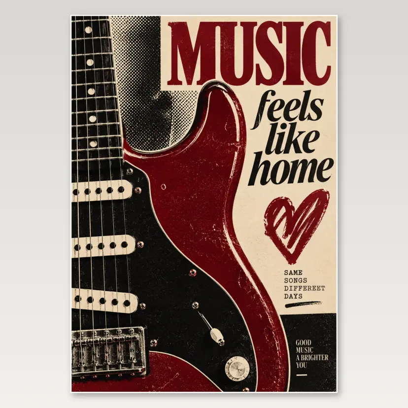 Noir Electric Guitar Detail A4 Poster