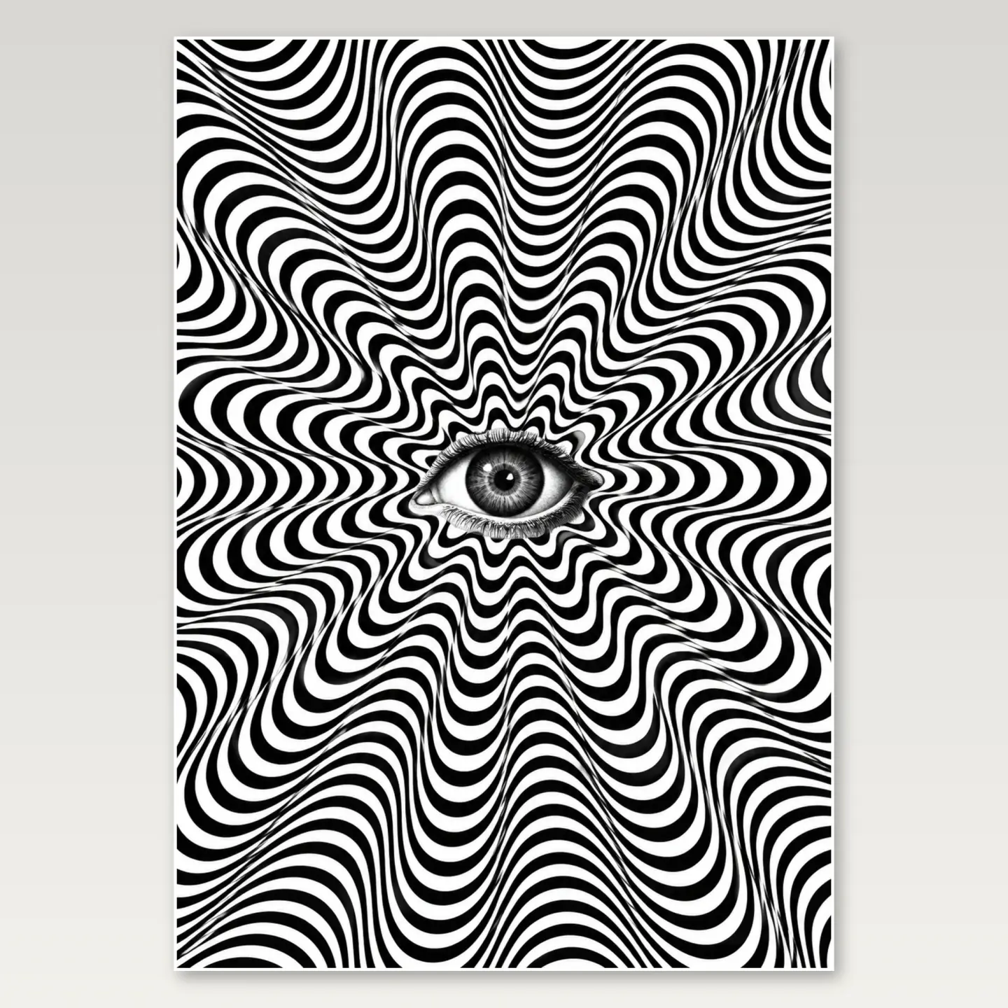 Black White Wavy Eye A4 Poster mockup