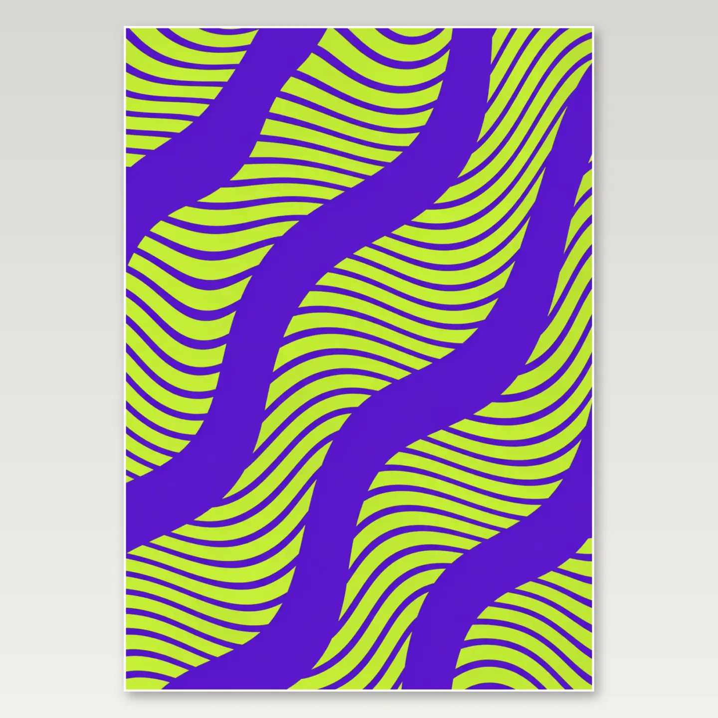 Lime Purple Flowing Stripes A4 Poster mockup