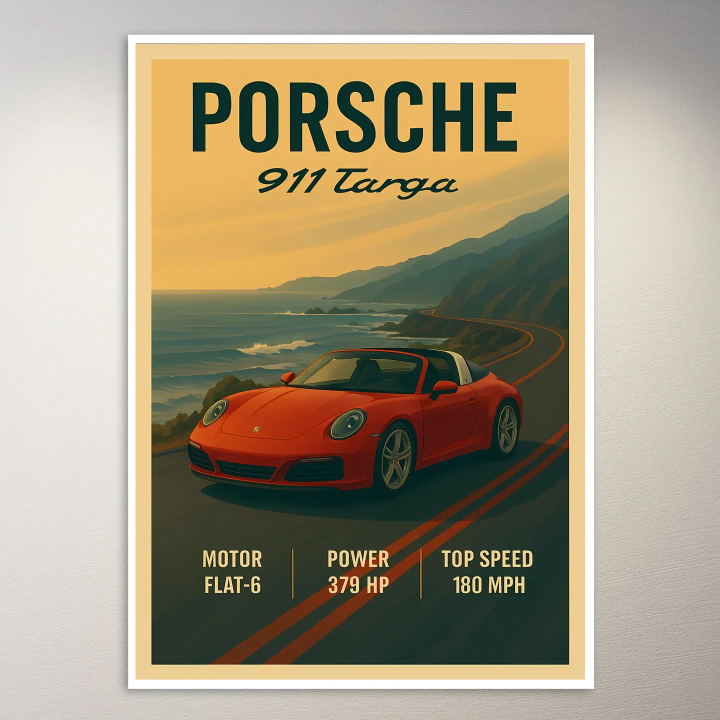 Porsche 911 Targa Roadster Poster