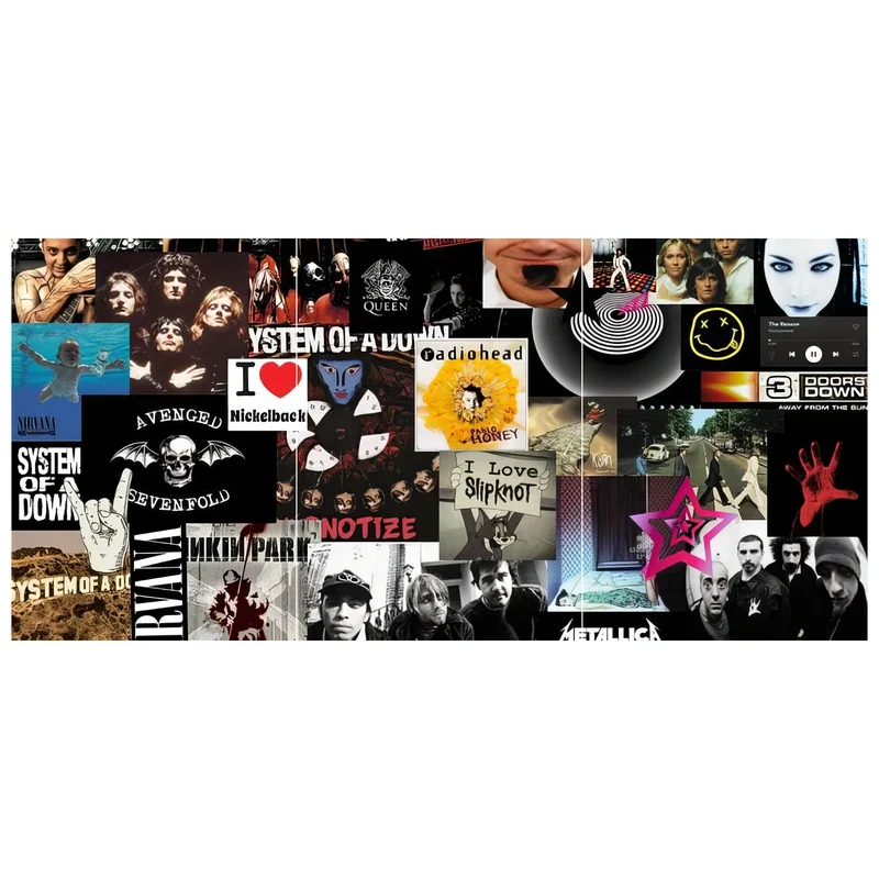 Rock Music Collage Split Poster (Set of 3)