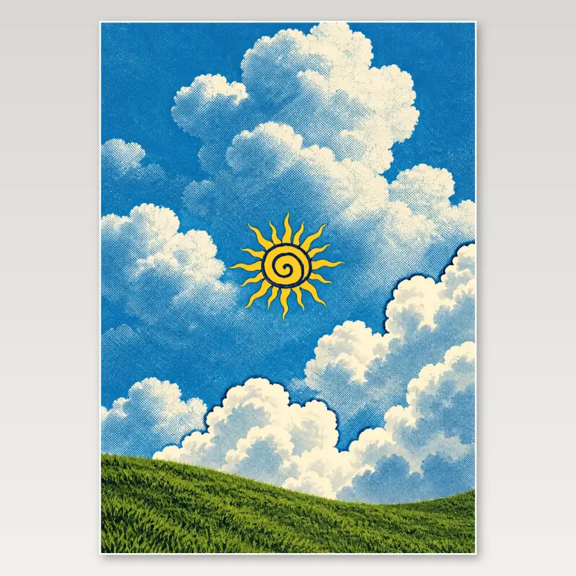 Clouds Spiral Sun A4 Poster