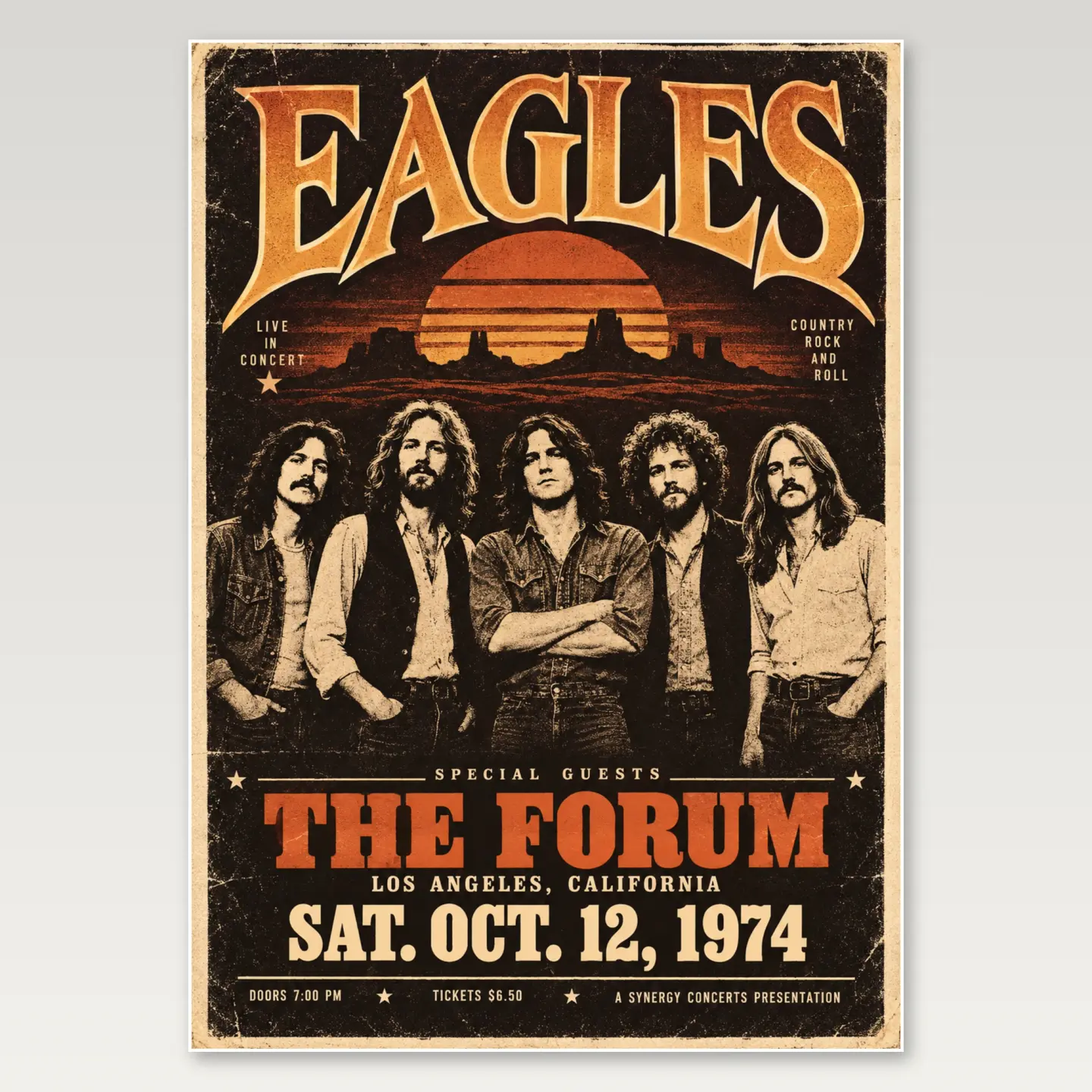 Eagles Band Portrait A4 Poster mockup