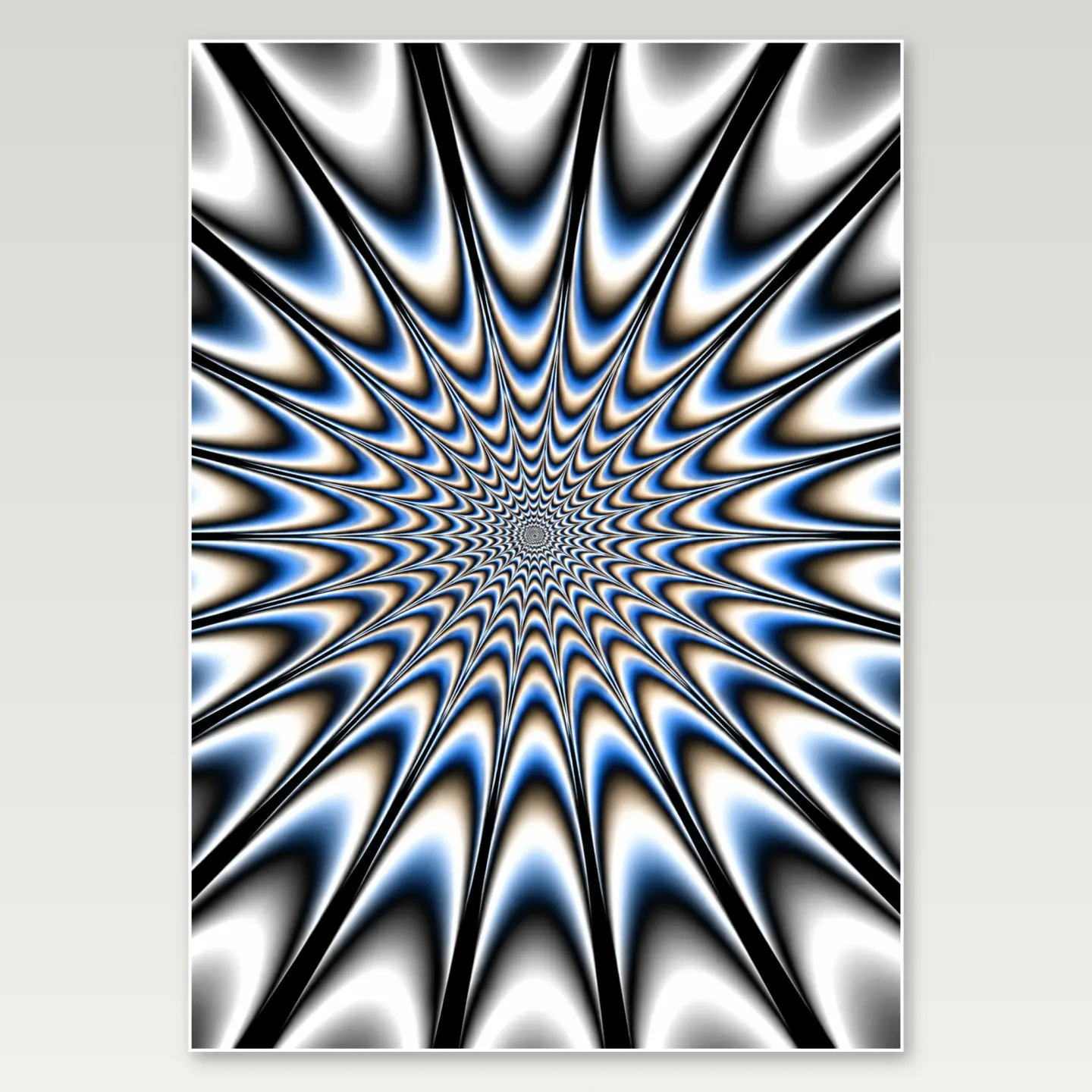 Chrome Spiked Starburst A4 Poster mockup