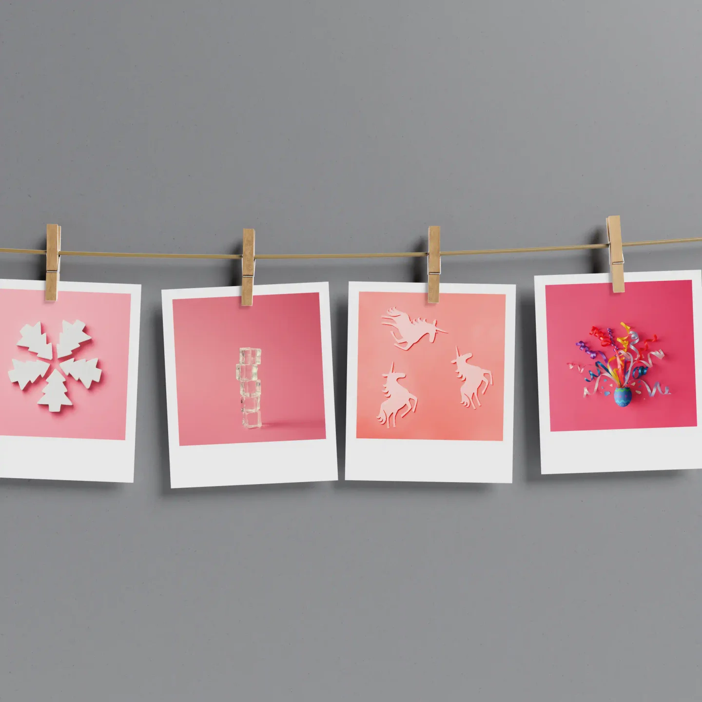 Pink Abstract Prints Set of 12