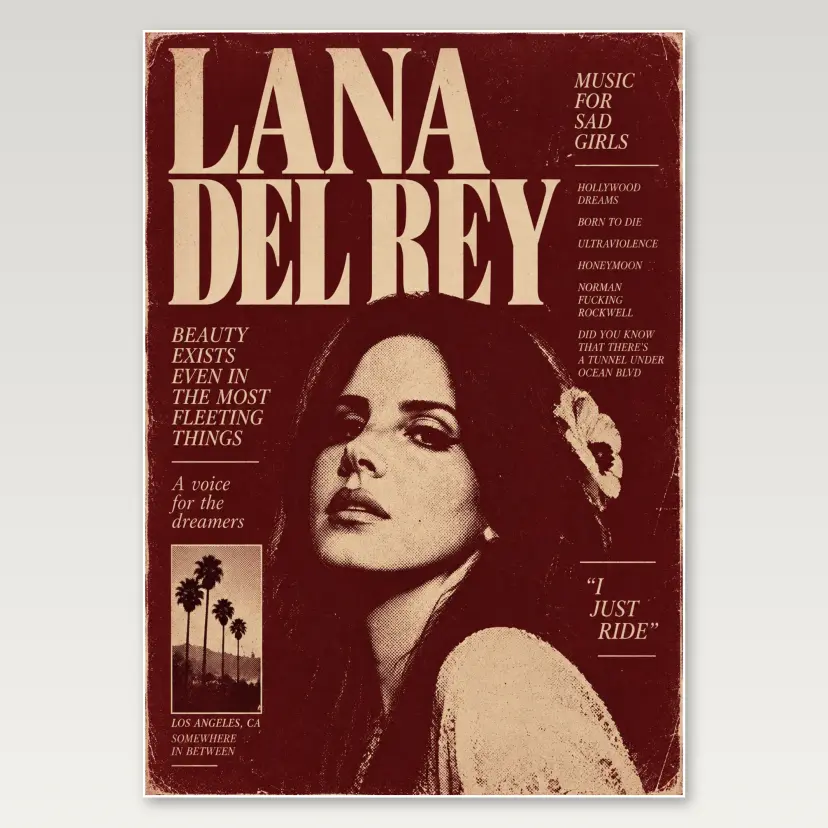 Lana Del Rey Dark Cigarette A4 Poster