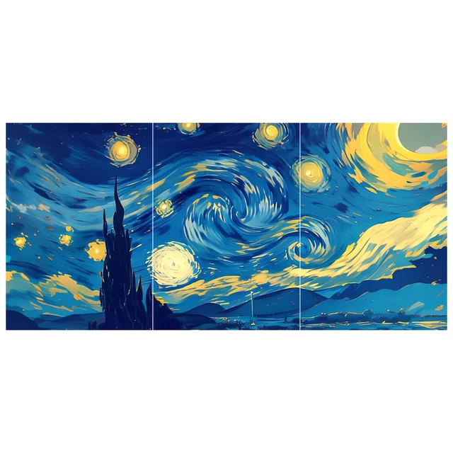 Starry Night Swirls Split Poster (Set of 3)
