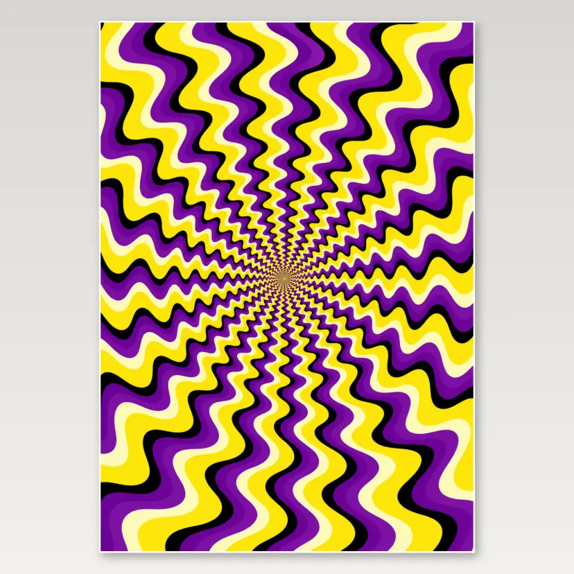 Purple Gold Wavy Tunnel A4 Poster