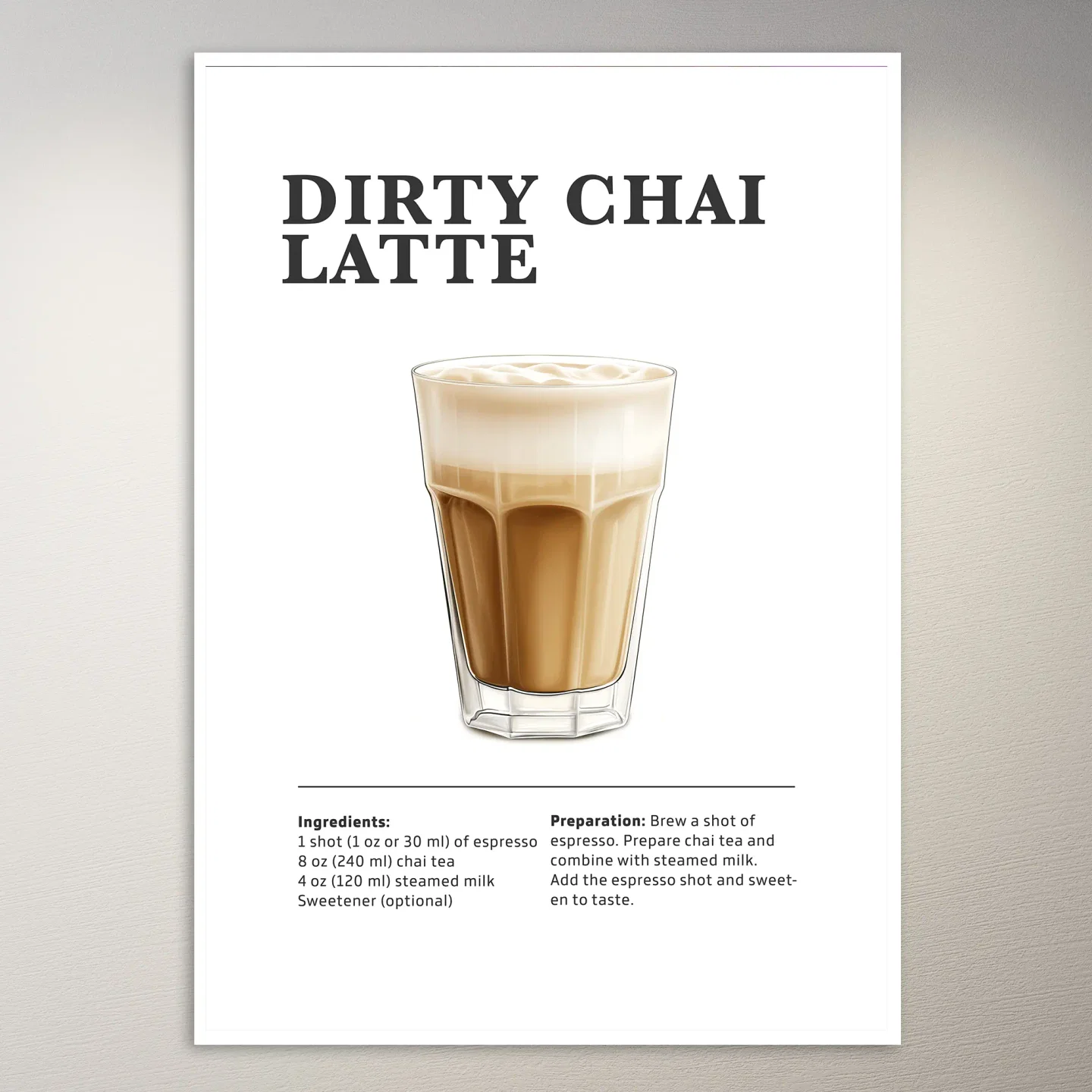 Dirty Chai Latte Drink Poster