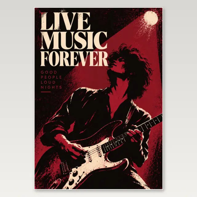 Red Electric Guitar A4 Poster