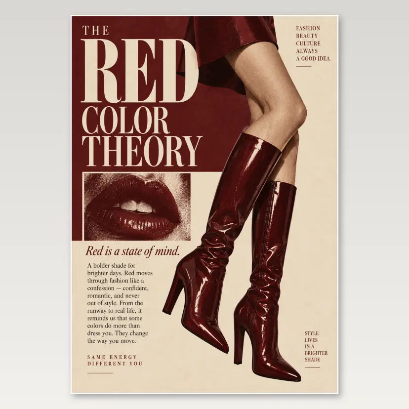 Red Color Theory Boots A4 Poster