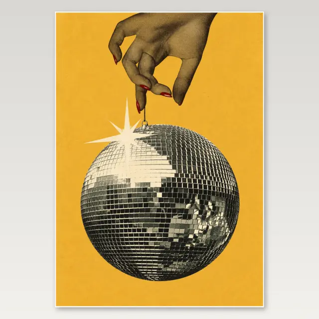 Disco Ball Hand A4 Poster