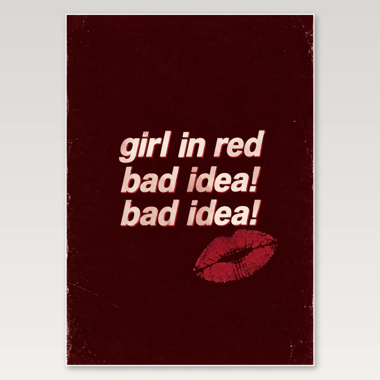 Girl In Red Bad Idea A4 Poster mockup