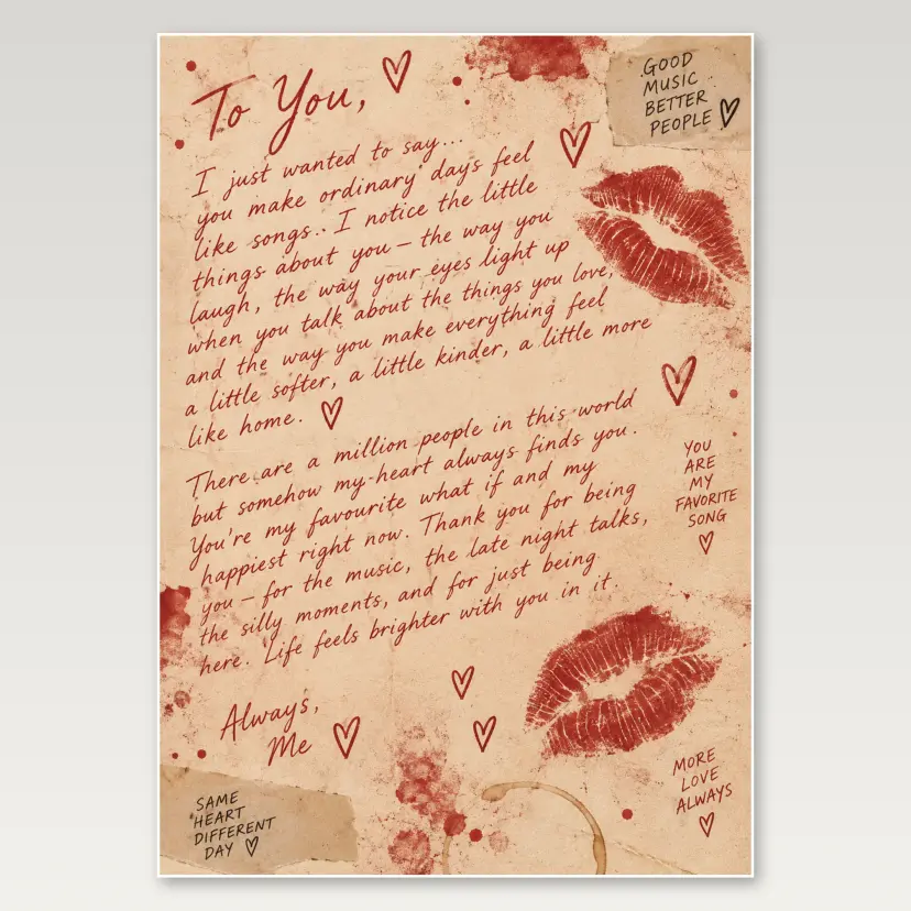 Pink Love Letter A4 Poster