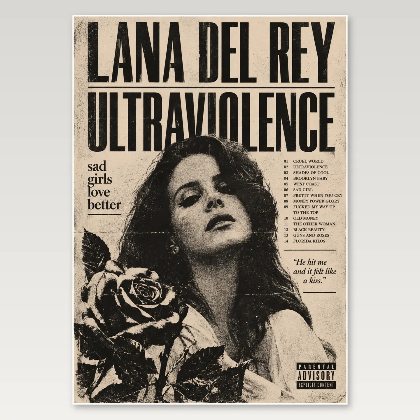 Lana Del Rey Ultraviolence A4 Poster mockup