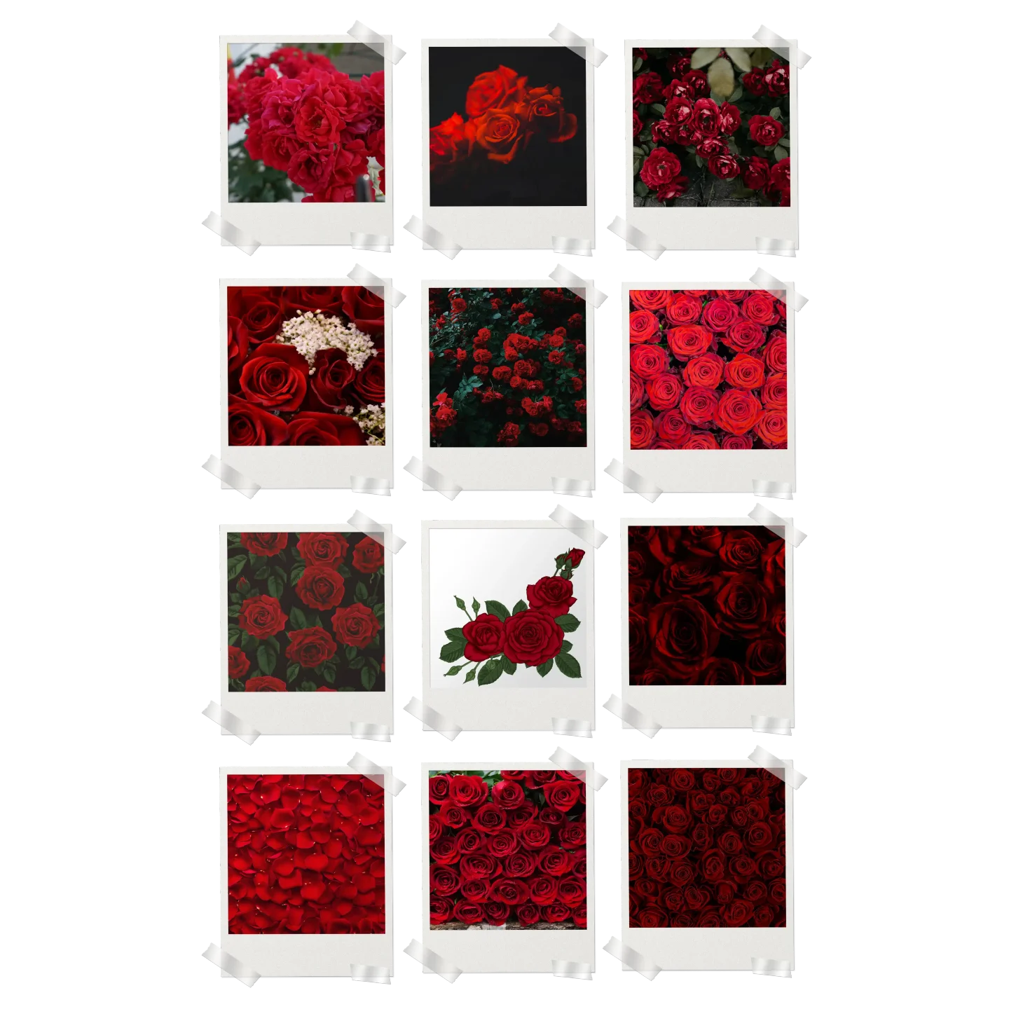 Red Roses Prints Set of 12