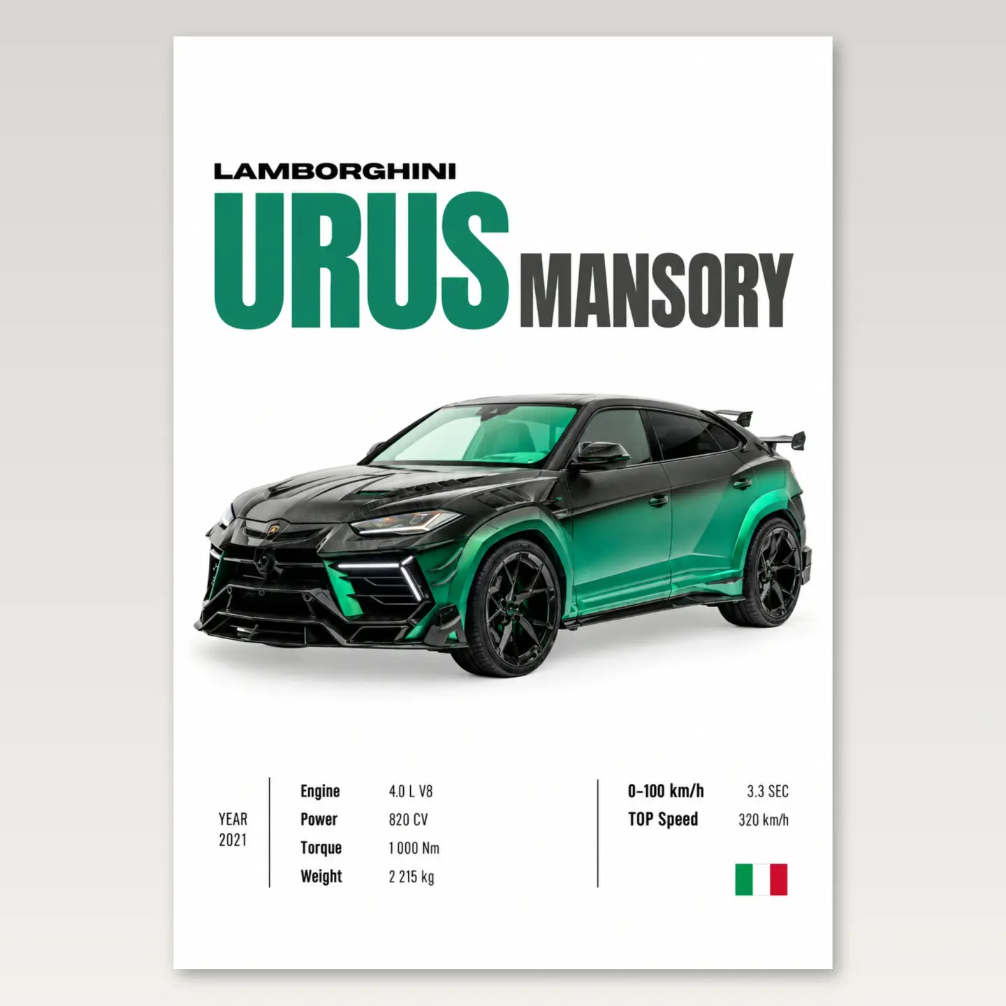Green Urus A4 Poster mockup