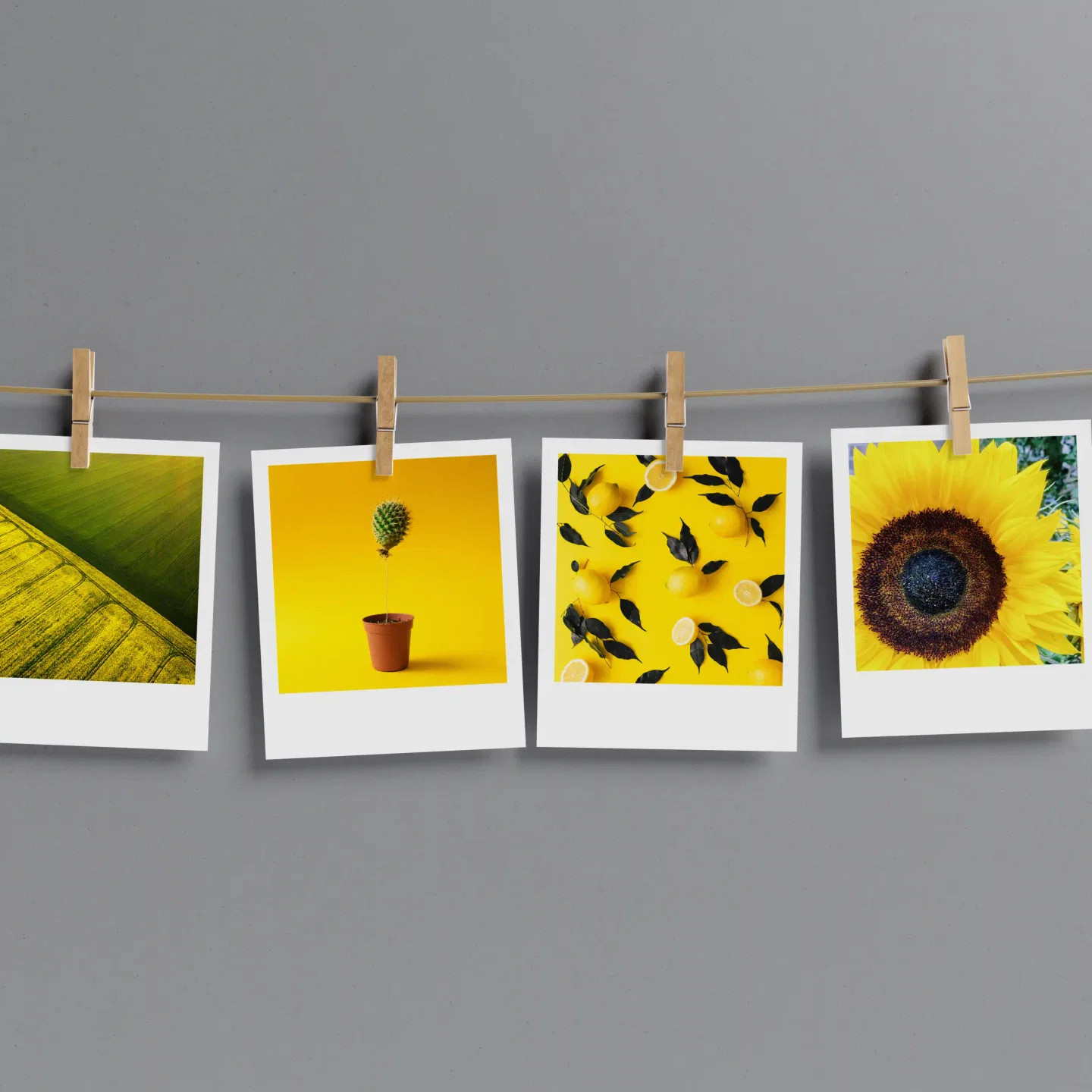 Yellow Abstract Prints Set of 12