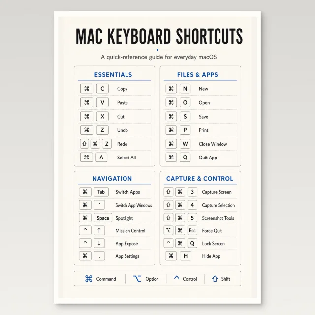 Mac Keyboard Shortcuts Poster