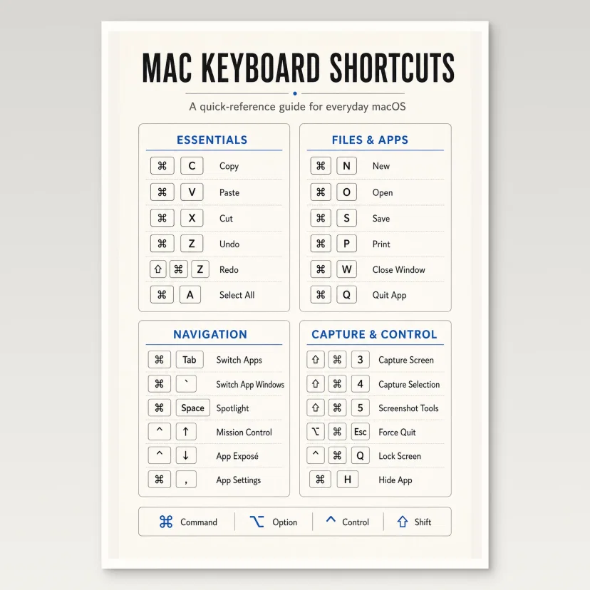 Mac Keyboard Shortcuts Poster