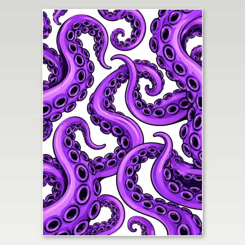 Purple Octopus Arms A4 Poster