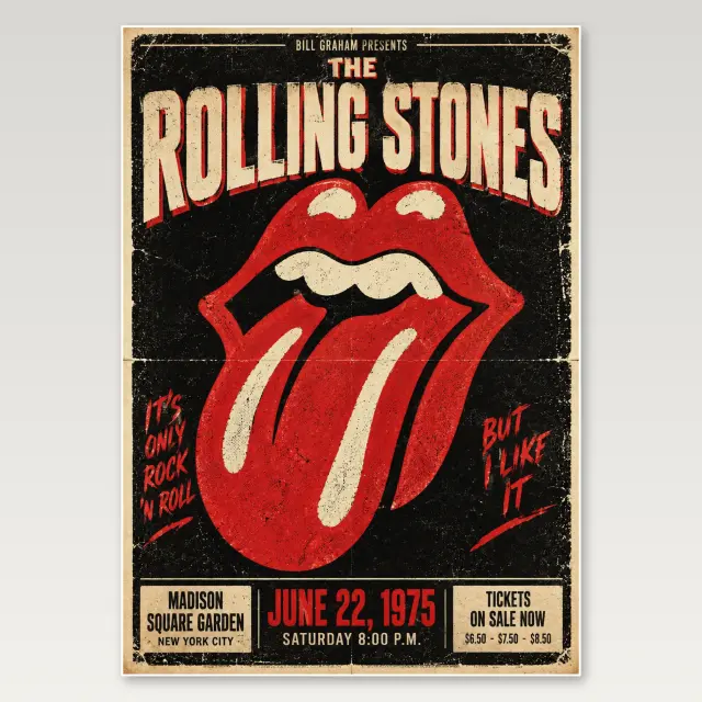 Rolling Stones Tongue 1974 A4 Poster