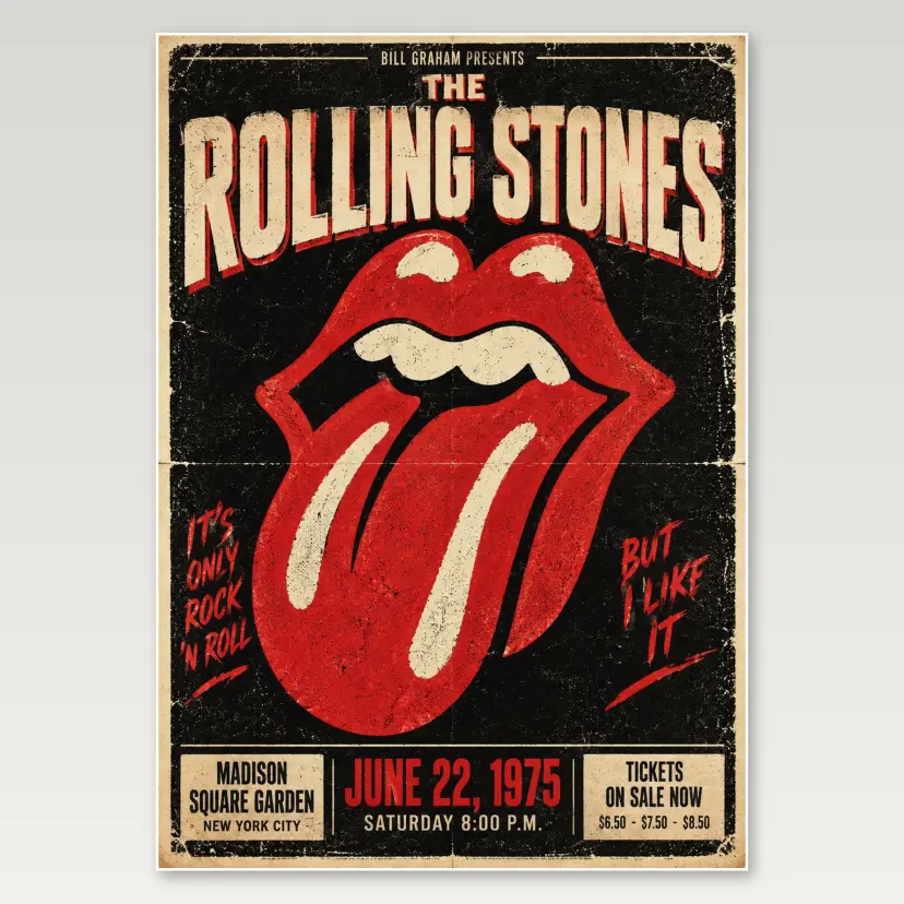 Rolling Stones Tongue 1974 A4 Poster